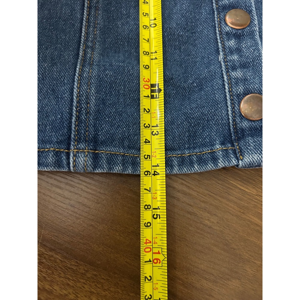 Melville‎ Blue Denim Mini Skirt Women Size 27 Button Front A-Line Pockets - Picture 5 of 9